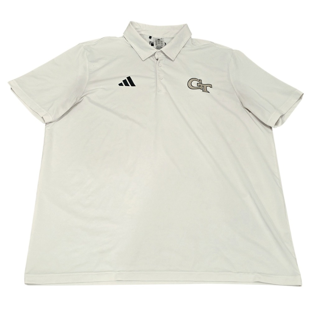 Adidas Georgia Tech Yellow Jackets Polo Shirt Mens 2XL White GT Golf Performance